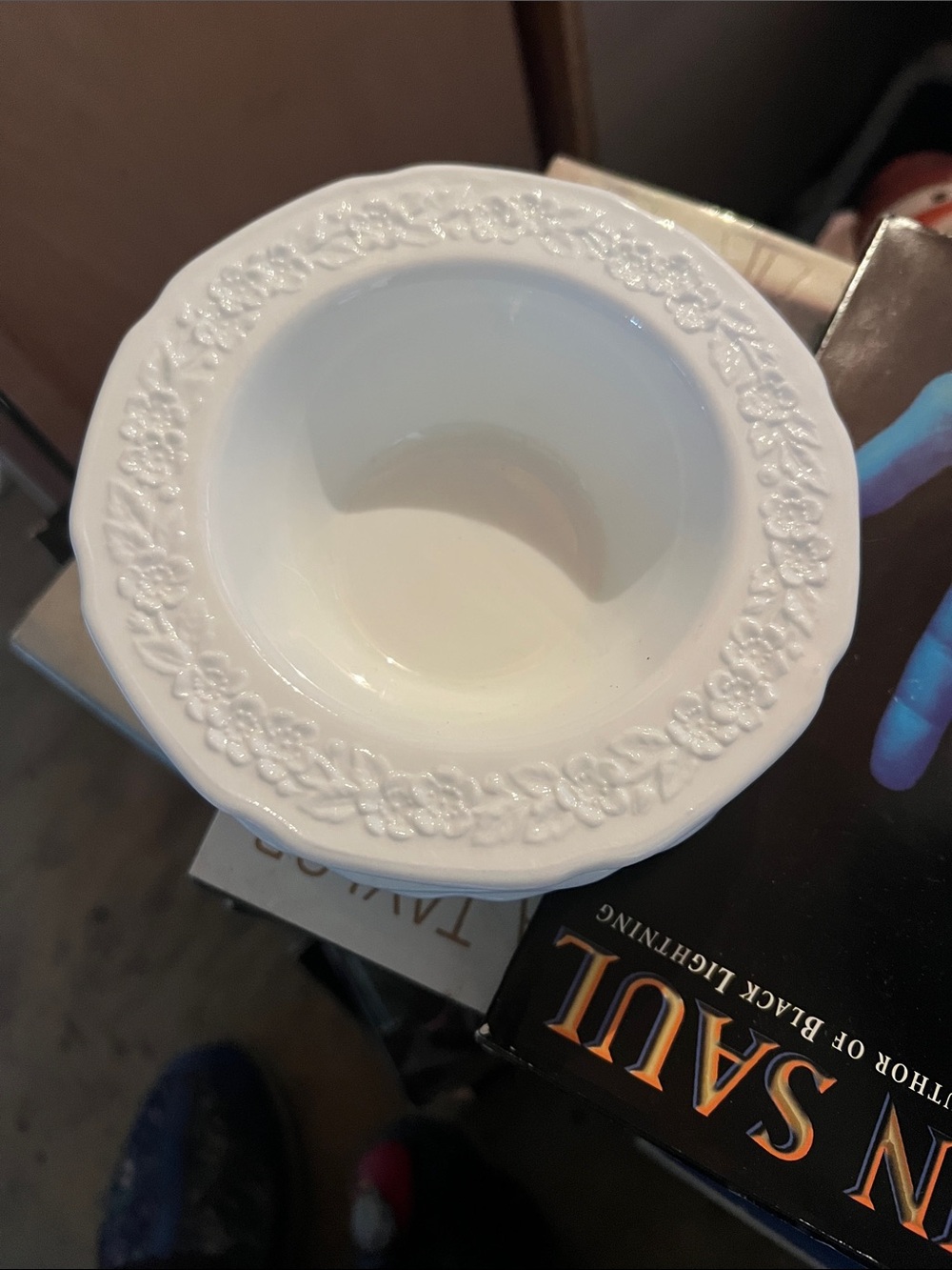 VubtsgecWhite Decorative Floral Rim Porcelain Bowl - Classic Home Dining